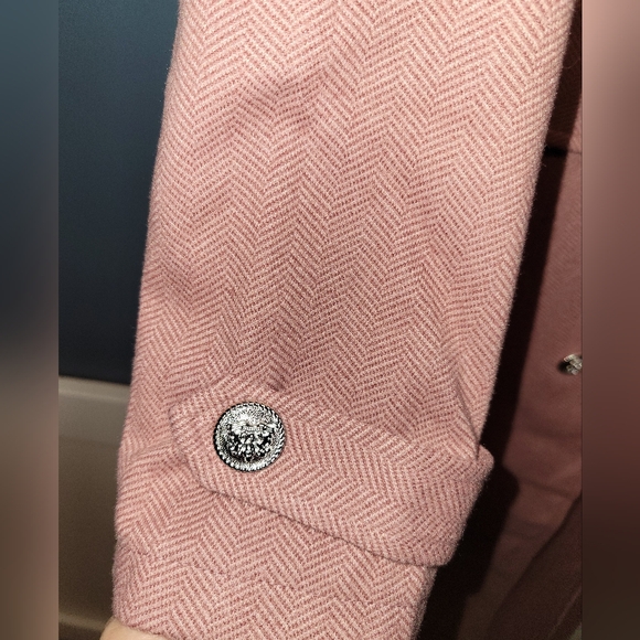 Elegant Pink Double-Breasted Tweed Look Women's Coat. Sz. Small - Picture 2 of 4